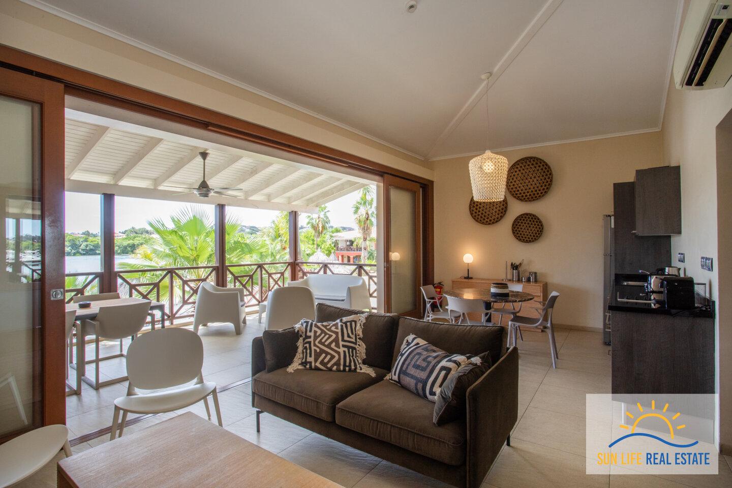 Waterfront apartment located on the first floor on a private beach