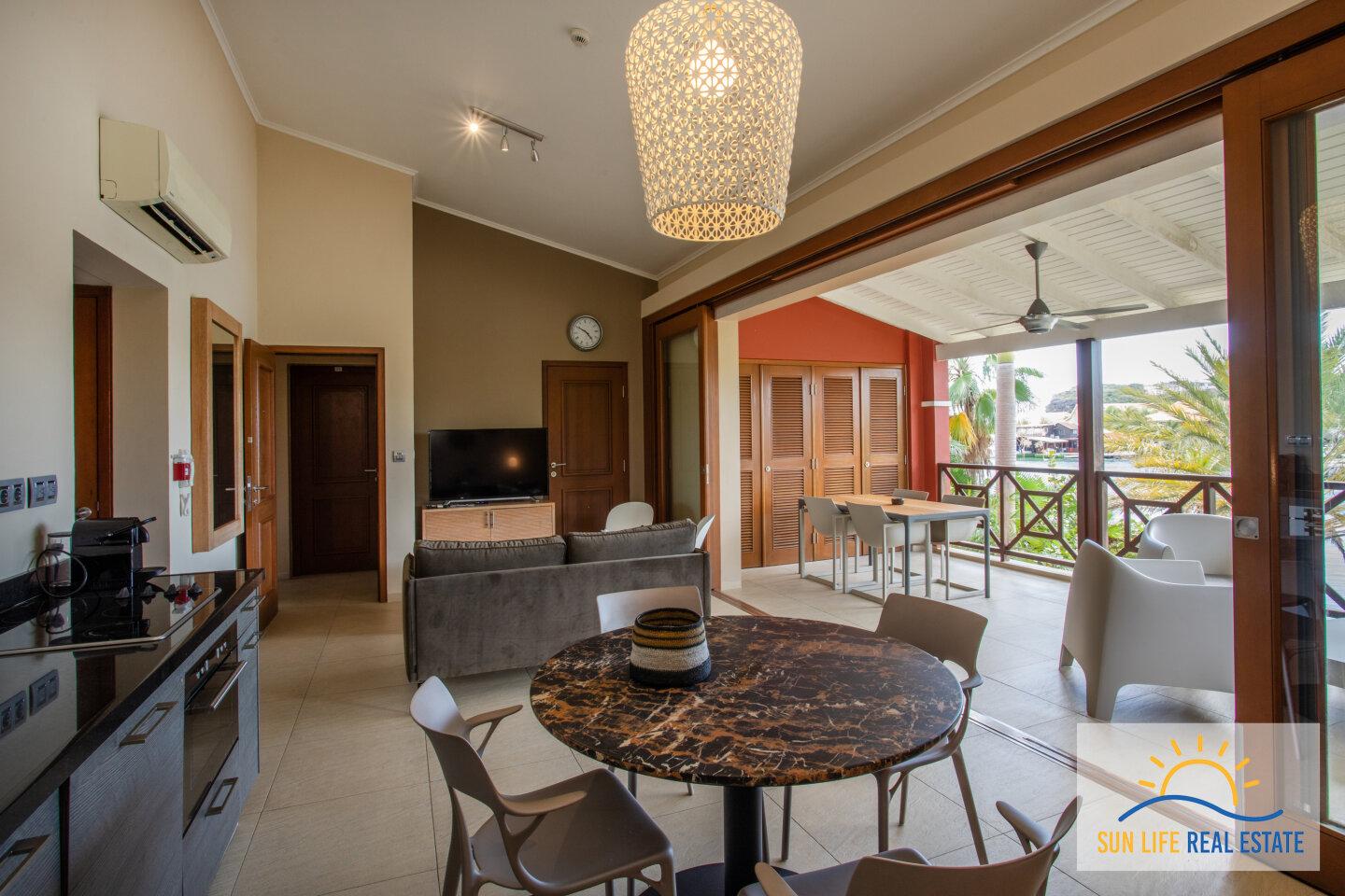 Waterfront apartment located on the first floor on a private beach